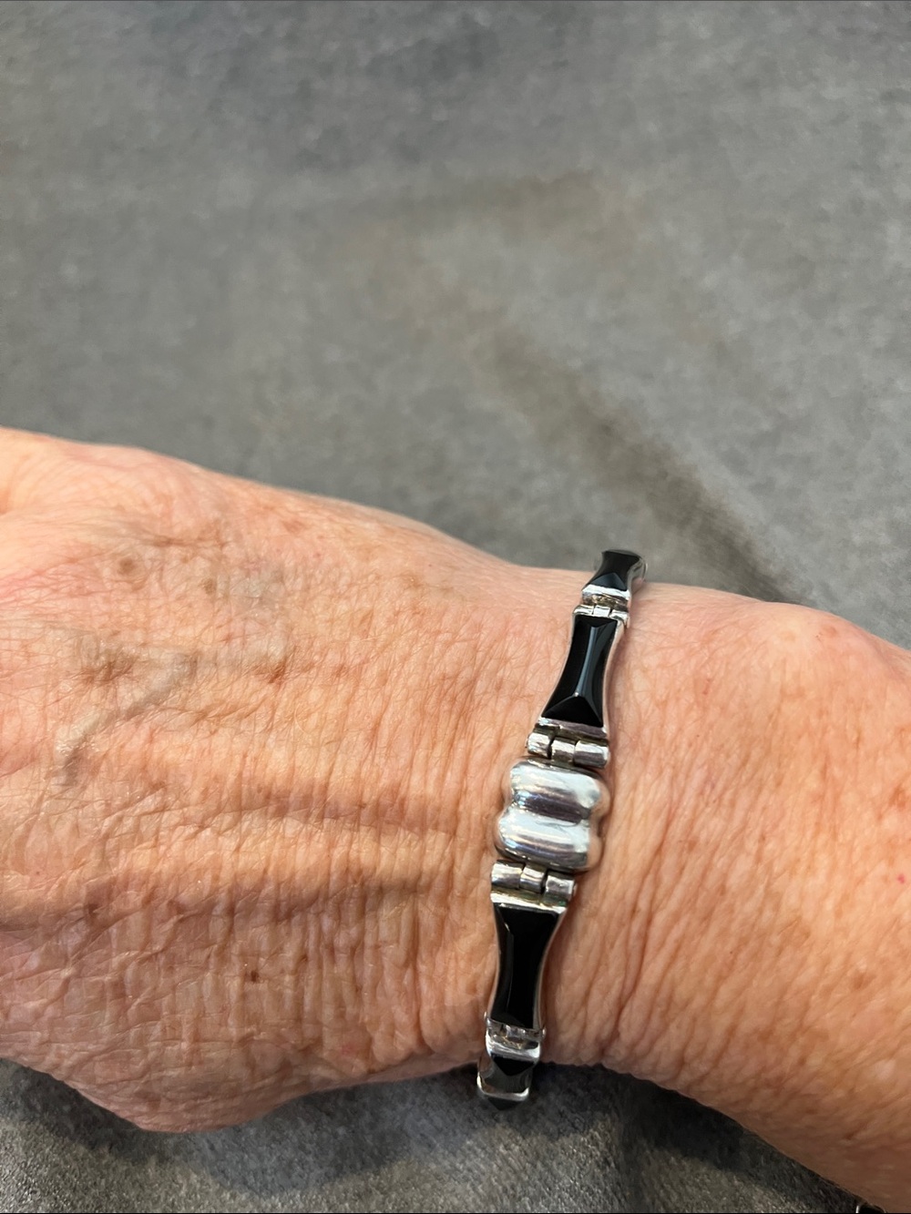 Sterling TAXCO Black Onyx 950 Bracelet - Picture 11 of 12
